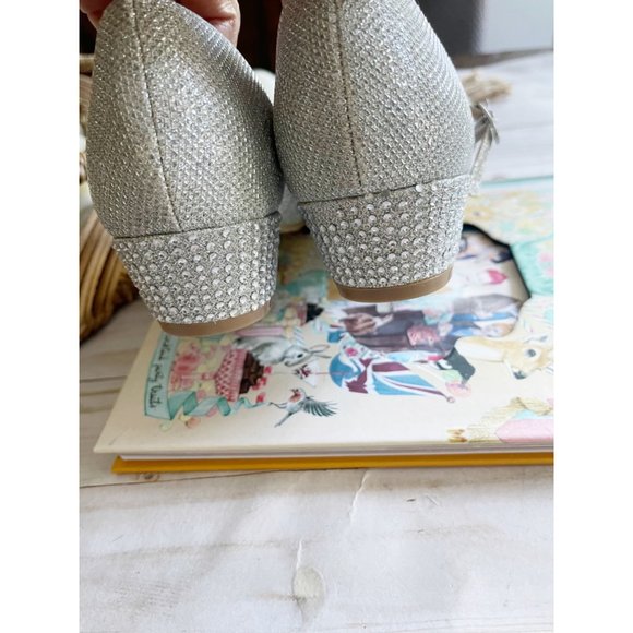 SOBEYO Mini Heel Silver Nude Shimmer Shoe Sz 5 - Picture 8 of 10